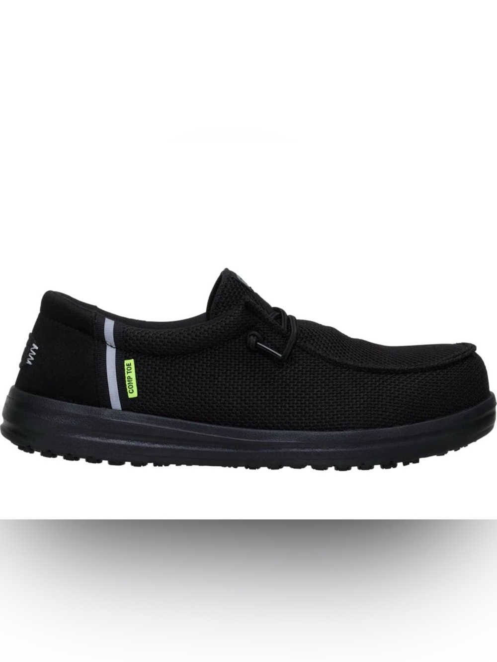 HEYDUDE Women Wendy Work Composite Safety Toe , Black/Black, 10 (MSRP $99.99)